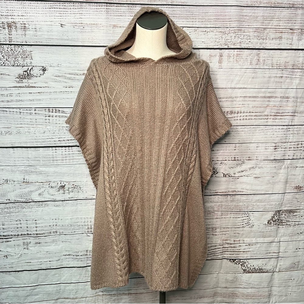 Do Everything In Love Hooded Poncho Cable Knit Sweater